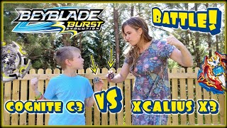 Beyblade Burst Evolution Xcalius X3 vs Cognite C3 Battle  Mom vs Son  Hasbro Kid Toys [upl. by Lewap]