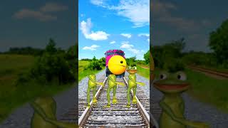 Frog 3 dance versus train frog Vsrain drver Tonareel funnyvideoshort vfXkviratfrog [upl. by Eitsim34]