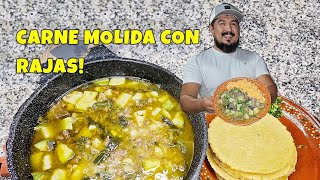 Asi Cocina la carne Molida 😋 Le agreement rajas de Chile poblano para mas Sabor [upl. by Siednarb]