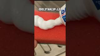 Edelstahlspüle mit ZAHNPASTA reinigen und polieren lifehacks haushaltstipps genialetricks diy [upl. by Englis]