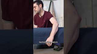 Fitting amp temporary tacking the fabric Reupholster a footstool Part Two howto upholstery diy [upl. by Thorwald529]