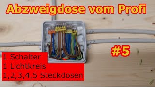 Abzweigdose verdrahten👍 Einfach  1 Schalter  1 Lampen  Steckdose  Tutorial 5  ✅ EleKtrOniXxX✅ [upl. by Anatolio47]