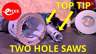 Electricians TIP Two hole saws on one arbor to enlarge an existing hole  shorts [upl. by Anera]