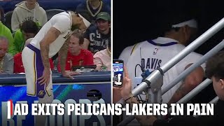 Anthony Davis exits PelicansLakers late after awkward landing  NBA on ESPN [upl. by Ploch]