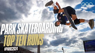 Top 10 BEST Runs from Paris2024  Mens Park Skateboarding [upl. by Rabah642]