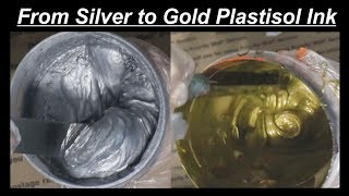 Making Gold Plastisol Ink From Silver Shimmer Plastisol Ink Gold Metallic Inks for T shirt Printing [upl. by Donella]