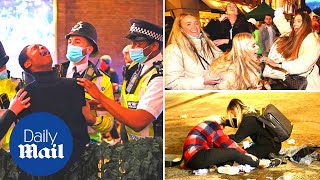 UK Covid19 Police in Soho confront people as England lockdown eases and pubs reopen [upl. by Eudoca]