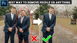 Best Way REMOVE PEOPLE or ANYTHING from Photo in 1 Min Photoshop Hidden [upl. by Kelwunn]