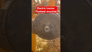 Electric tractor conversion flywheel ￼installed [upl. by Hazmah]