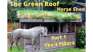 Shed Construction DIY  🐎 Timber framing Green Roof Horse Shed 🐴   Part 1 [upl. by Ahsyek923]