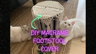 MACRAME FOOTSTOOL COVER  DIY  TUTORIAL [upl. by Anhej]