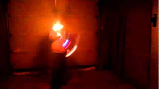 Flow fire Nunchaku Flaming glowing nunchucks [upl. by Gottwald714]