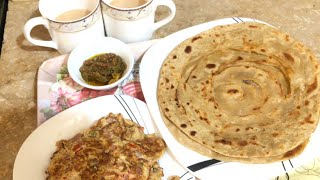 Breakfast prep  easy layer parathaa [upl. by Kobe]