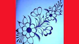 HOW TO DRAW FLOWER DESIGNPAINTING AND EMBROIDERY DESIGNPILLOW CUSHION TABLE TVCOVER DESIGN [upl. by Terle]