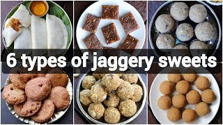 6 types of jaggery sweets recipes  healthy no sugar indian desserts  no sugar sweets for festival [upl. by Henson]