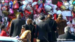 Whitney Houstons coffin arrives in church [upl. by Emsmus677]