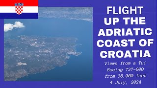 Flight up the Adriatic Coast of Croatia with views from 36000 feet  4 July 2024 [upl. by Kimon770]