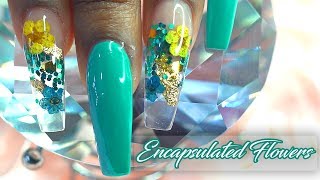 Acrylic Nails Tutorial  Acrylic Nails for Beginners  How To Encapsulated Flowers with Nail Tips [upl. by Shing28]