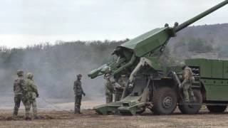 Danish troops firing CAESAR 8x8 selfpropelled artillery system [upl. by Obocaj]