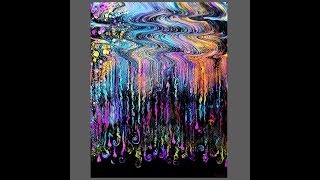 2851 Exciting Half Wavy Half Straight Swipe Poured Fluid Acrylics Artwork With RainX 52518 [upl. by Myranda]