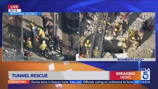 Crews rescue woman trapped in tunnel in Los Angeles neighborhood [upl. by Brade]