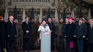 Beata Szydło powitała w Polsce amerykańskich żołnierzy [upl. by Christean]