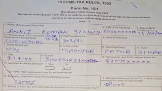 How to fill 15H form  15H form kaise bhare  15 fill kare 2022 [upl. by Natalia]