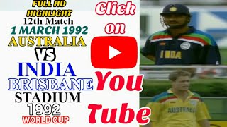 1992 World Cup Match 12th Brisbane Aus vs India Full match HD Highlight [upl. by Orlando]