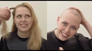 Blonde Girl Charity Headshave – Dare to go BALD [upl. by Noonberg]