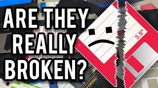 Testing 100 Broken Floppy Disks – Are They Really Damaged [upl. by Nosnibor]