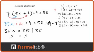 Lineare Gleichungen Trainingsvideo Klammern Nr 2 [upl. by Enairda]