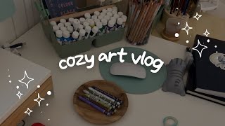 Cozy art vlog  Caran Dache amp Holbein Acryla Gouache Haul  heartsfailing [upl. by Terrag]