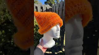 Brushed Crochet Cat ear Beanie Orange crochetprojects crochet handmade crochethat [upl. by Akiemehs]