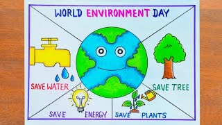 Environment Day Drawing  World Environment Day Poster Drawing Easy Steps  Save Environment Drawing [upl. by Joshia]