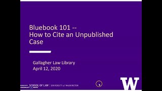 Bluebook 101 How to Cite an Unpublished Case [upl. by Etheline]