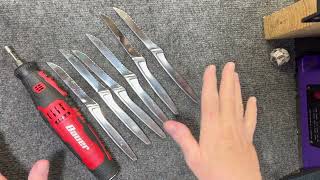 Sharpening Henckels Serrated Steak Knives  Harbor Freight Tools [upl. by Neillij]