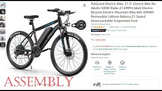 TotGuard Electric Bike 275quot Electric Bike for Adults 500W Ebike 216MPH ASSEMBLY Video 2 of 3 [upl. by Anum]