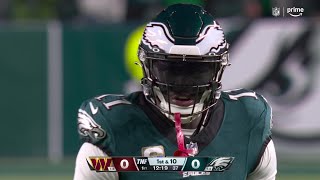 Hurts slantroute connection with AJ Brown yields 25yard gain on first drive [upl. by Yemiaj]