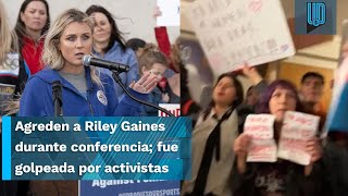 La nadadora estadounidense Riley Gaines fue atacada por un hombre transgénero [upl. by Avah]