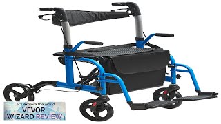 VEVOR 2 in 1 Rollator Walker amp Transport Chair for Seniors Folding Review [upl. by Jacquenetta]