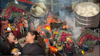 Day 1 Jatra suru vayoo  Charumati Ganesthan Jatra  Street Food Stall  Newari Culture [upl. by Ahsac]