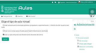 AULES Crear aula virtual [upl. by Fogarty368]