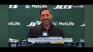 Aaron Rodgers interview on the awkward exchange with Robert Saleh after Jets destroy patriots [upl. by Regina597]