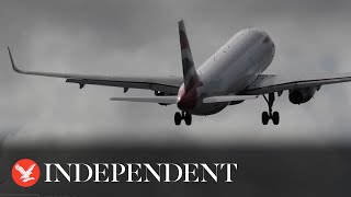 Plane aborts landing as Storm Kathleen grounds more than 100 flights [upl. by Egroj]