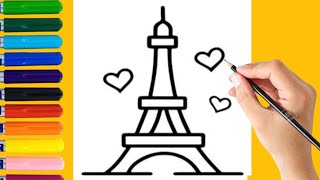 How To DRAW THE EIFFEL TOWER [upl. by Namlas]