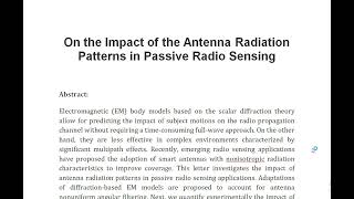 On the Impact of the Antenna Radiation Patterns in Passive Radio Sensing [upl. by Rizas]