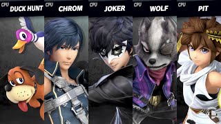 Super Smash Bros Ultimate  Duck Hunt VS Chrom VS Joker VS Wolf VS Pit [upl. by Odraode]