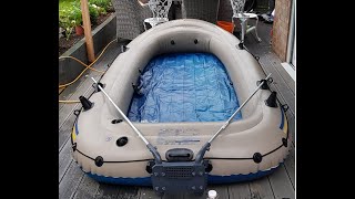 Adding an outboard motor mount transform to an inflatable dinghy boat  Intex Excursion 5 [upl. by Shum]