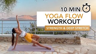 10 MIN YOGA FLOW WORKOUT  Full Body Strengthening Toning amp Deep Stretching  Eylem Abaci [upl. by Kisor]