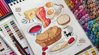 draw with me  studio ghibli illustrations🧀🍳 using alcoholbased markers and colored pencils˚✧ [upl. by Ranger]